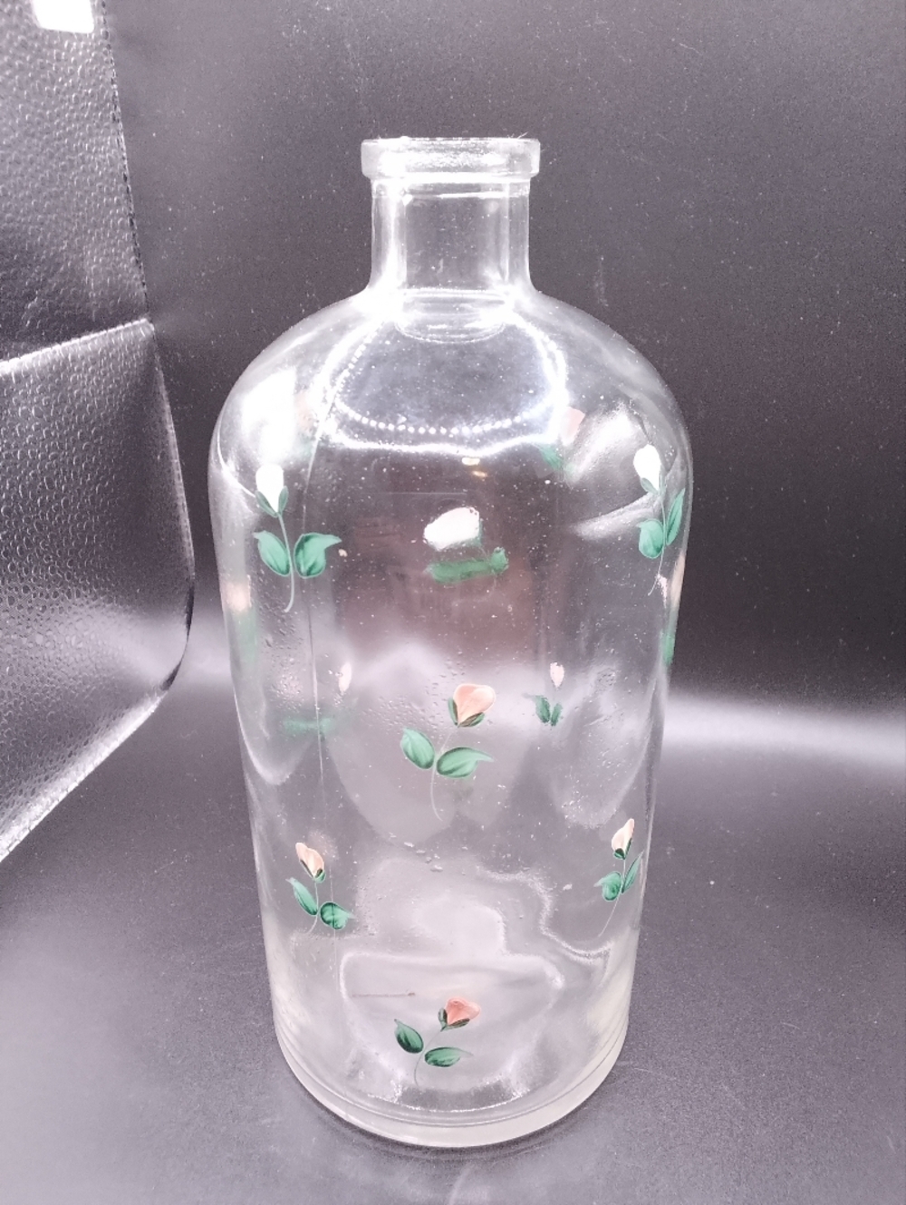 Hand Painted Jar W White And Pink Flowers
